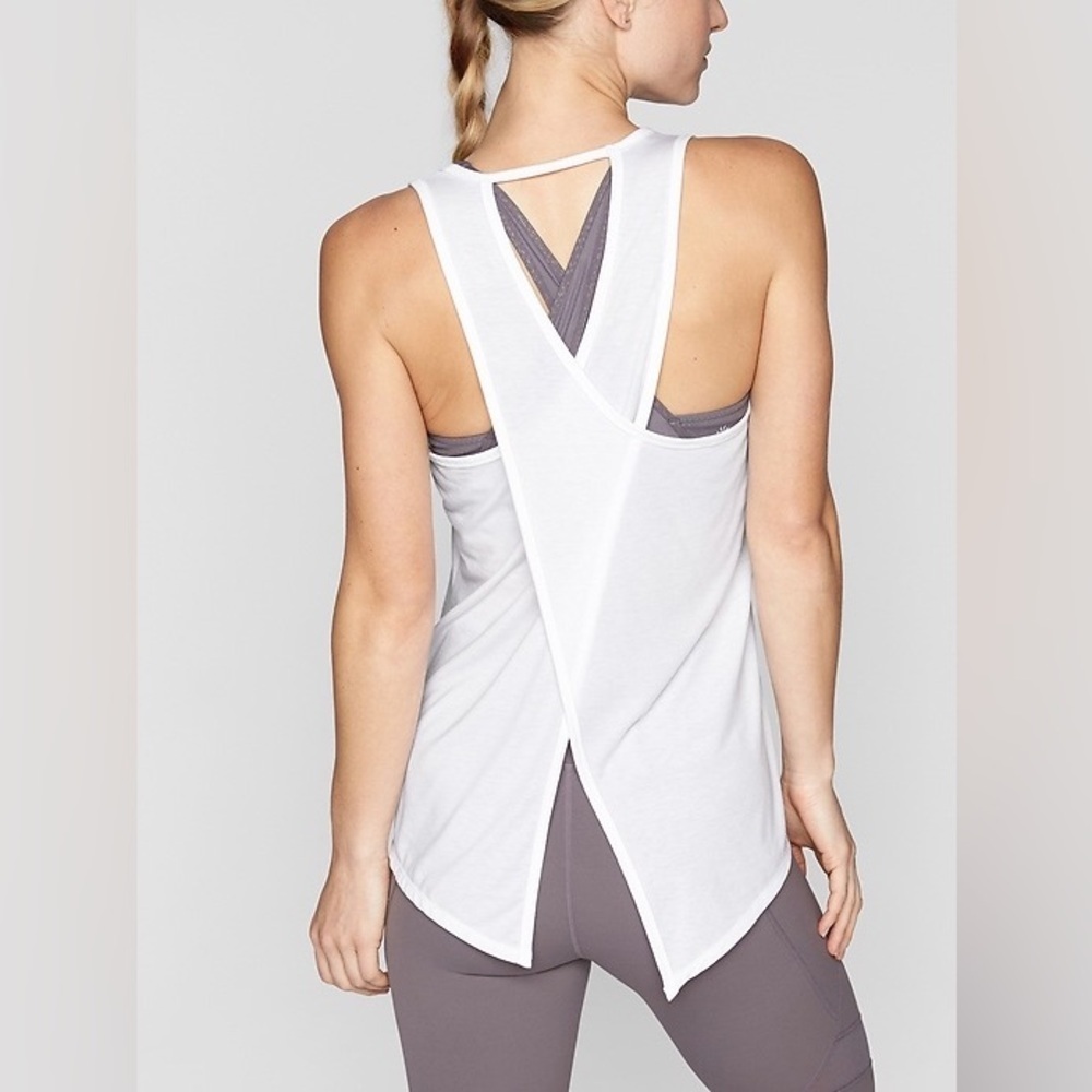 NWOT - Athleta Essentials Tie Back Tank in Bright White - Size L